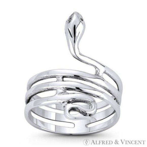Snake Spirit Animal Serpentine Charm Boho Ring in .925 Sterling Silver - Size 6 - Picture 1 of 1